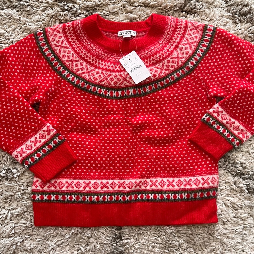 J.Crew Crewcuts girls classic fair isle sweater in super soft yarn SM